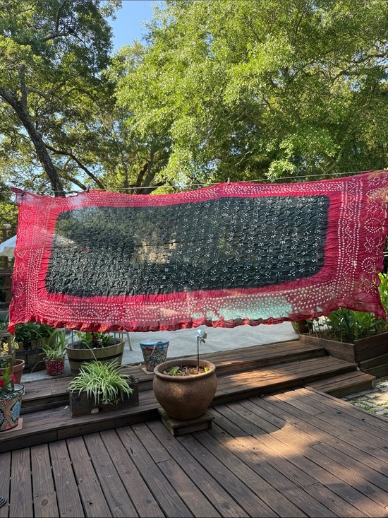 Accessories - Hand-Dyed Large Textile Scarf in Black and Deep Pink